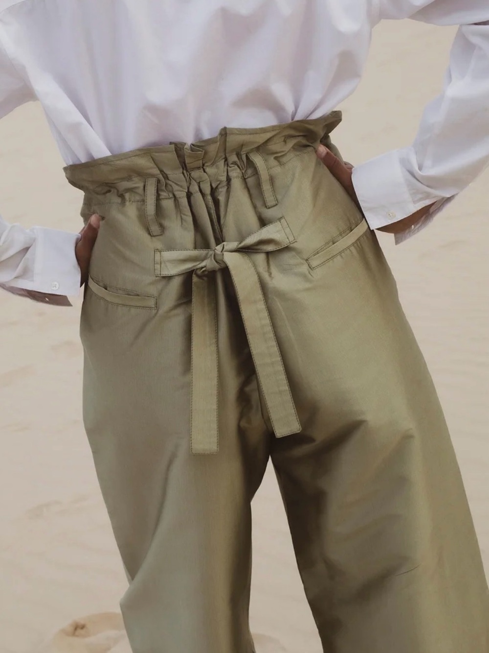 Chan Luu Sage Techno Taffeta Barrel Pant in Sage - Picture 5 of 8